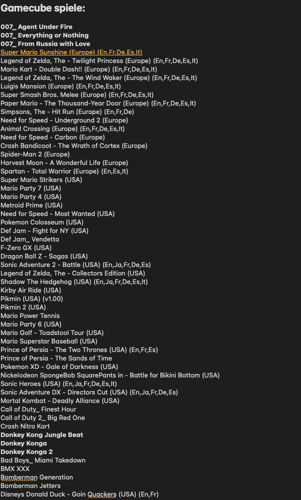 GameCube Spielesammlung
