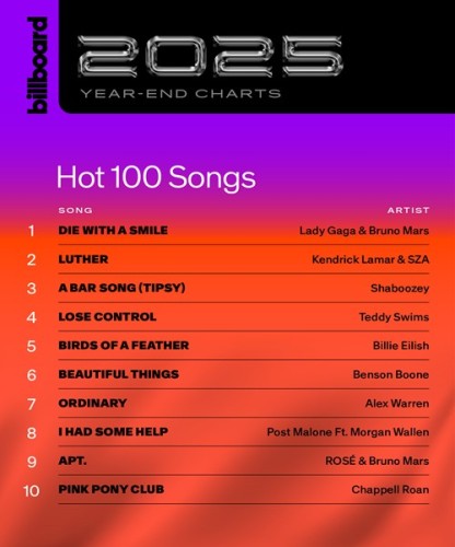 Billboard Year End Charts Hot 100 Songs 2025